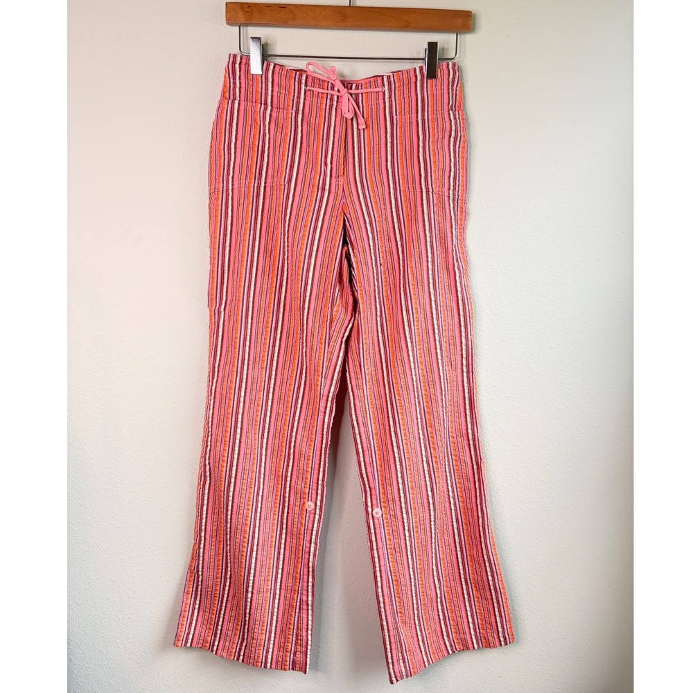 Vintage Y2K New York & Company Pink White Pinstripped Low Rise Pants